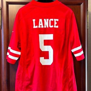 Nike Official NFL San Francisco 49ers Trey Lance Quarterback #5 Red Jersey!